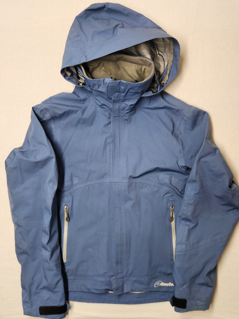Cloudveil Blue Waterproof Rain Jacket Hooded Shell Vented Pit Zips Gorpcore Sz S